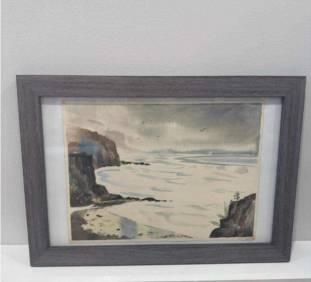 MCM Watercolor Painting California Framed Artist Unknown Milford Zornes Style